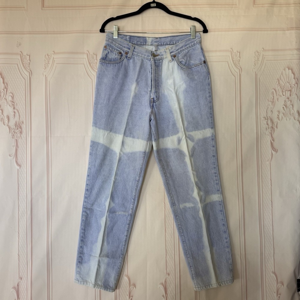 Vintage Levi's Jeans Tapered Size 28x27.5 Denim Light Blue Custom Bleach Wash